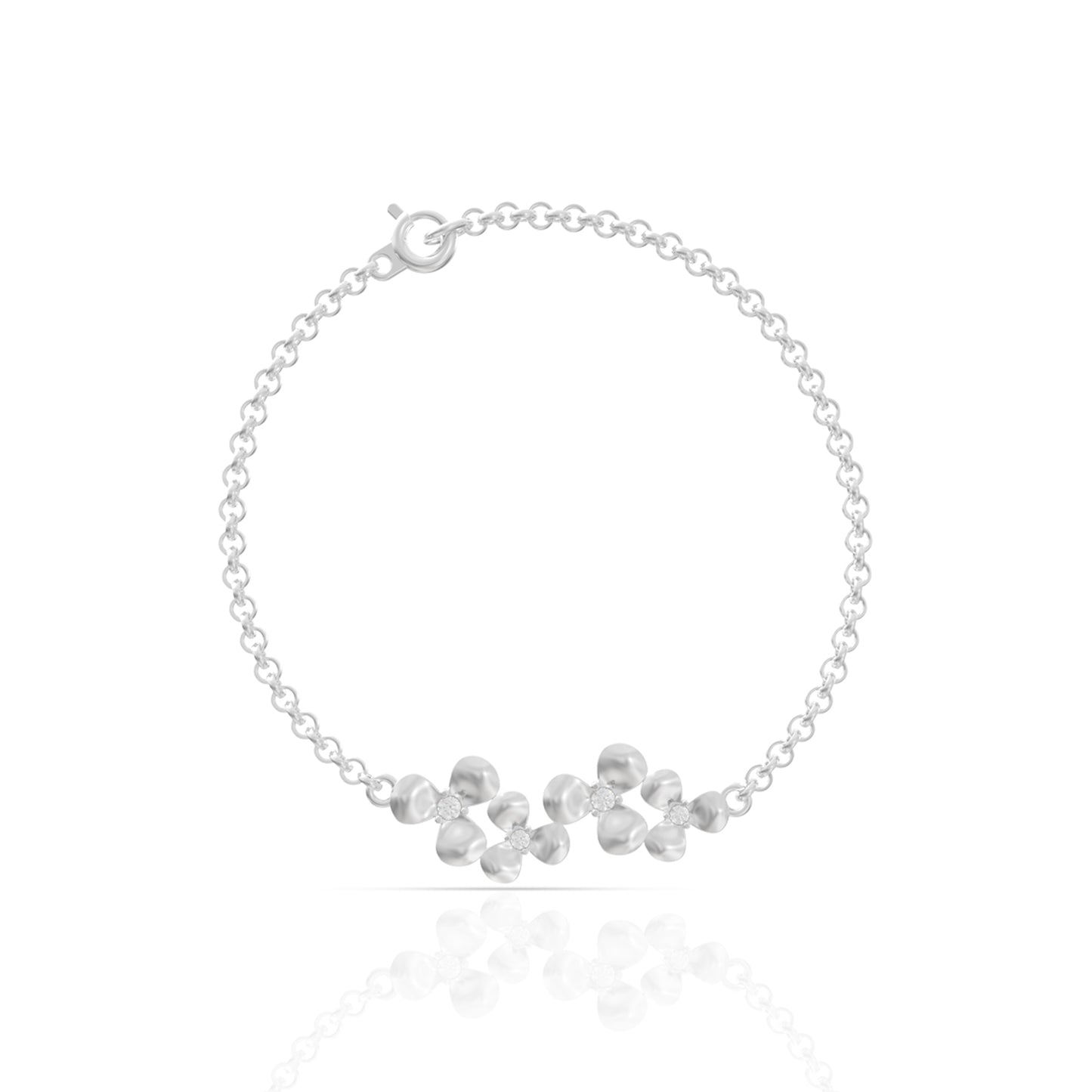 925 Sterling Silver Elegant Flower Silver Bracelet