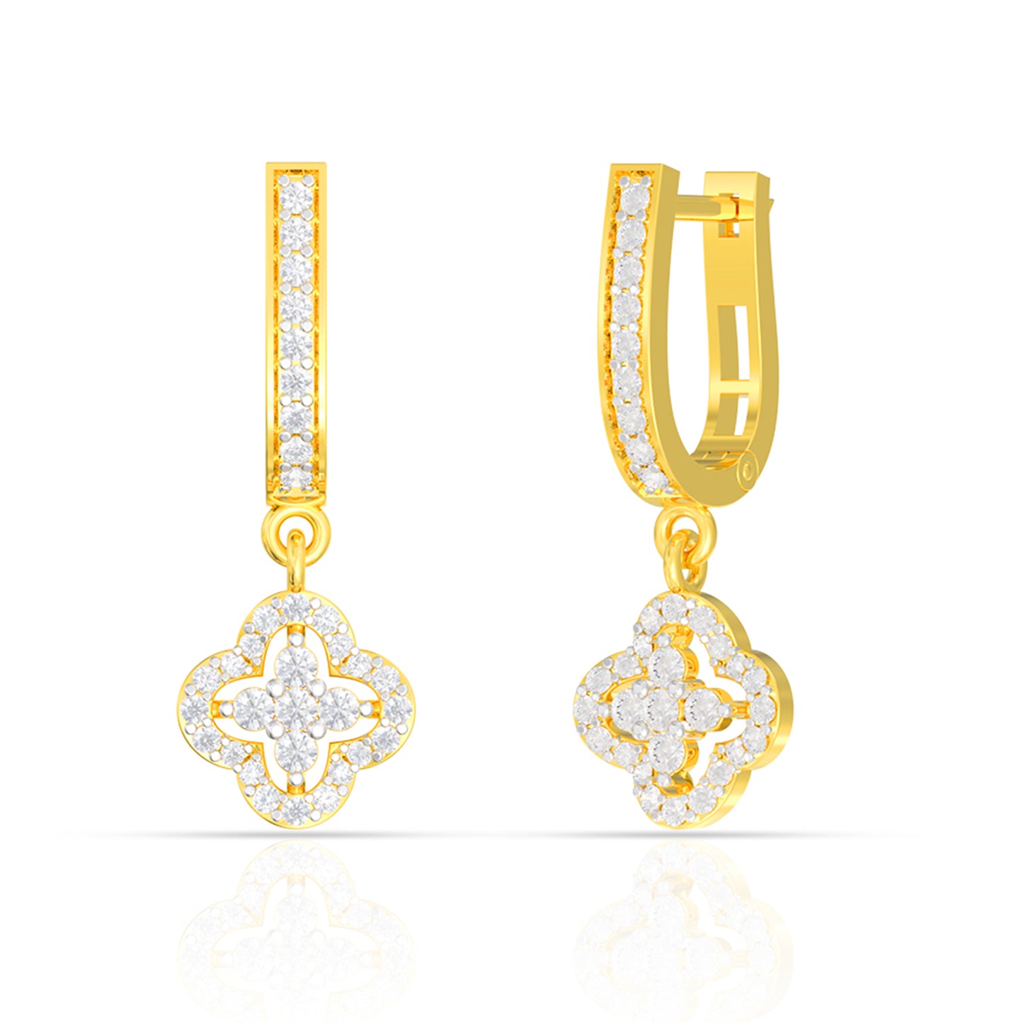 Sterling Silver American Diamond Hoop Dangle Earrings