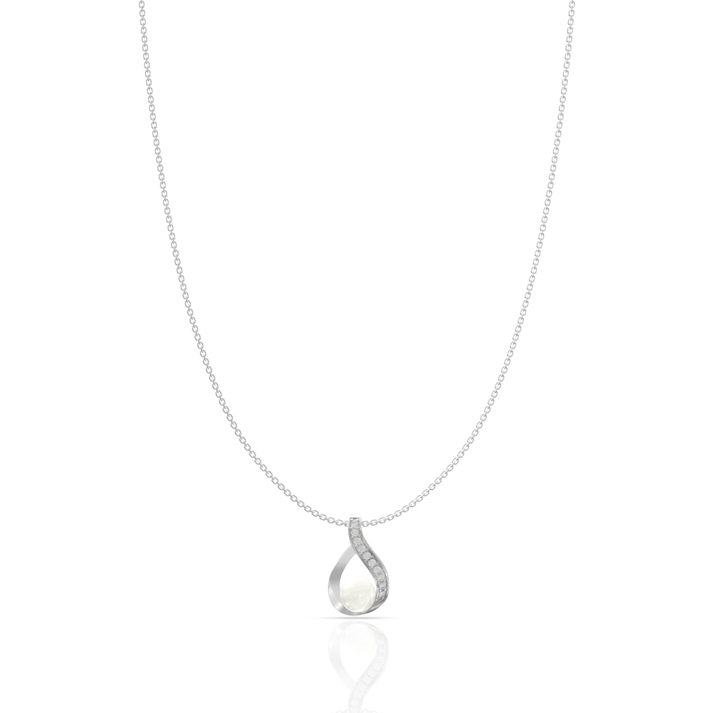 Silver Pearly Shine Pendant with Link Chain