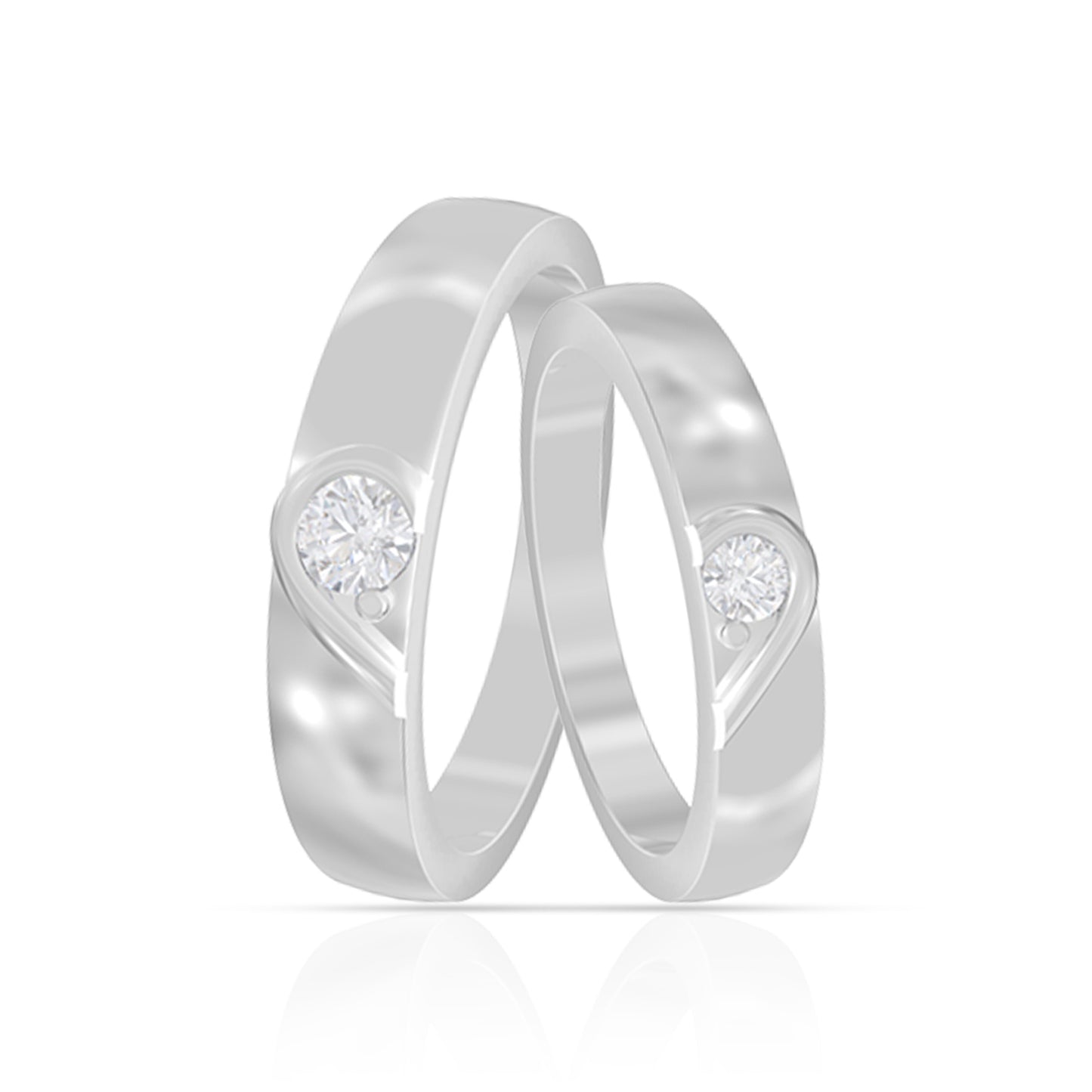 Connected Hearts Silver Couple Rings