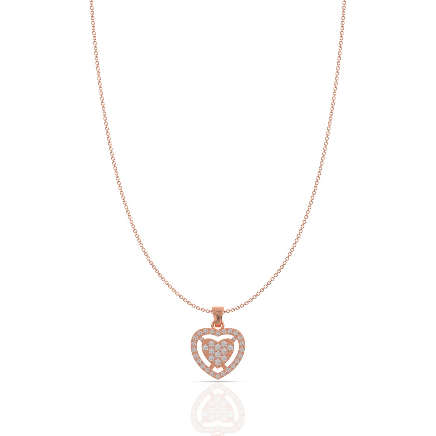 Rose Gold Heart Pendant In Silver