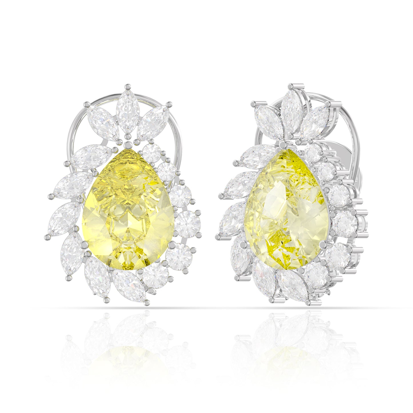 Crystal Yellow Silver Studs