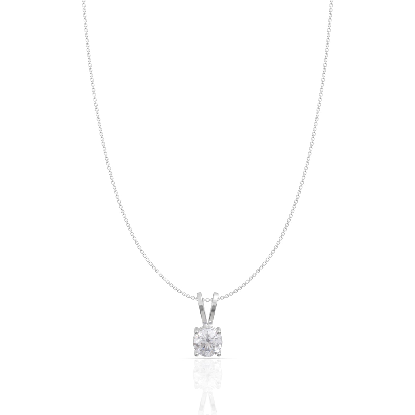 Silver Classic Zircon Pendant with Link Chain
