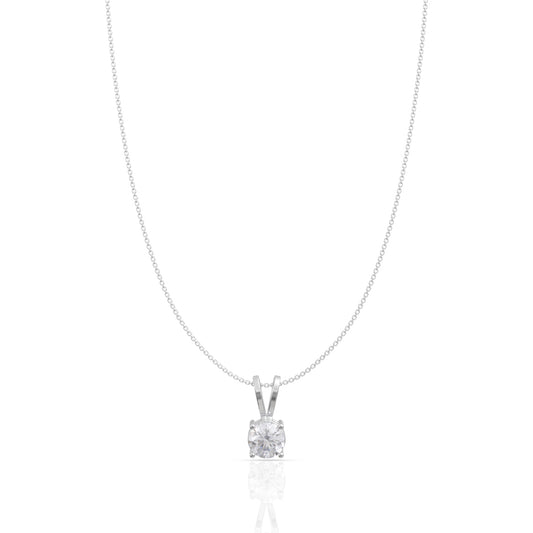 Silver Classic Zircon Pendant with Link Chain