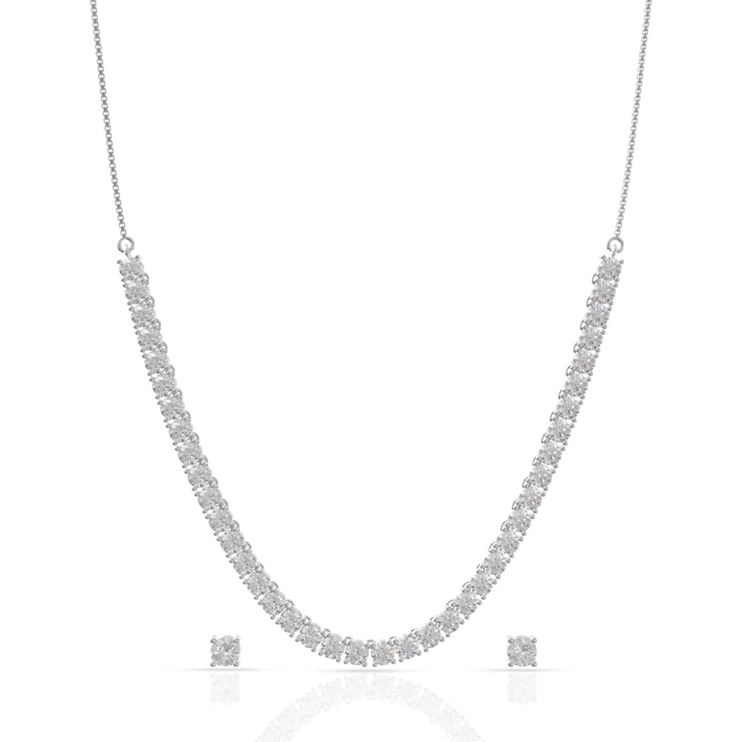 Delight Solitaire Silver Necklace Set