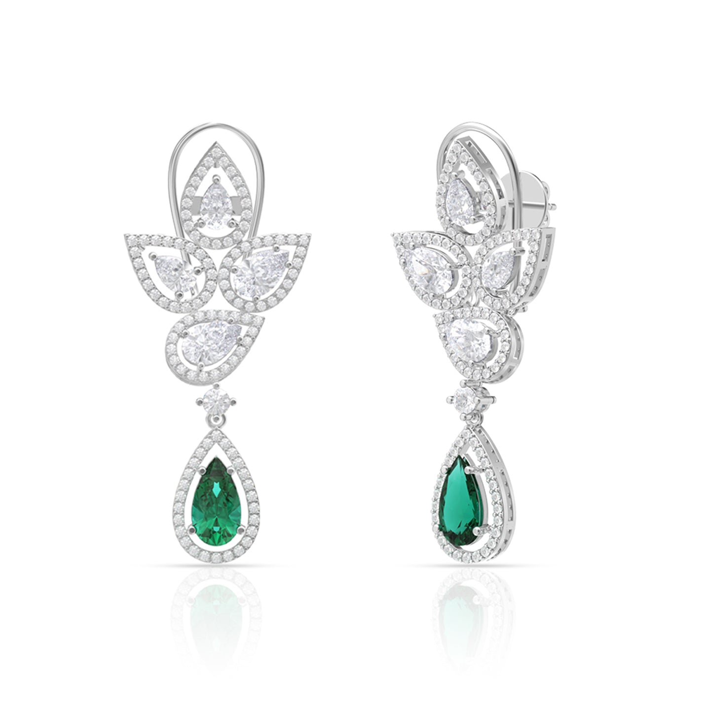 Classic Emerald Silver Stud Earrings