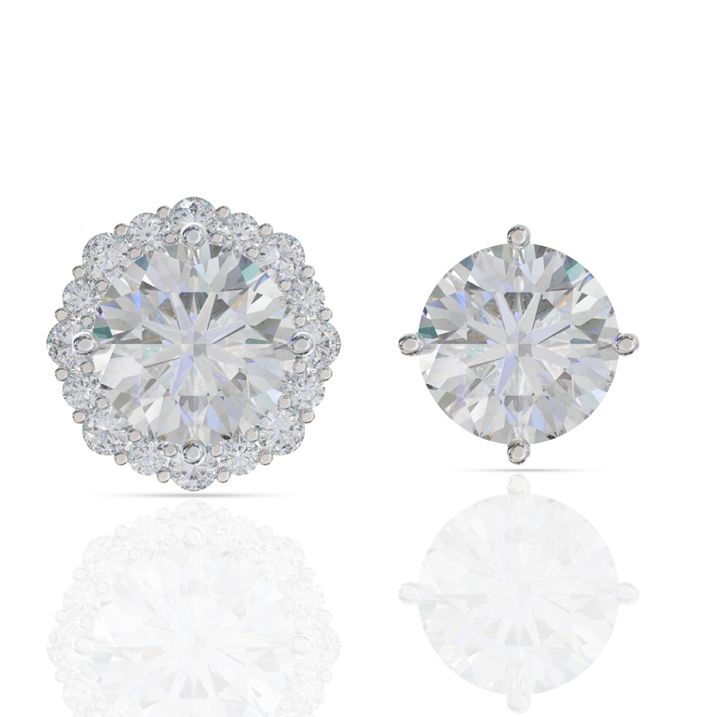 Silver Zircon Bezel Diamond Stud Earrings