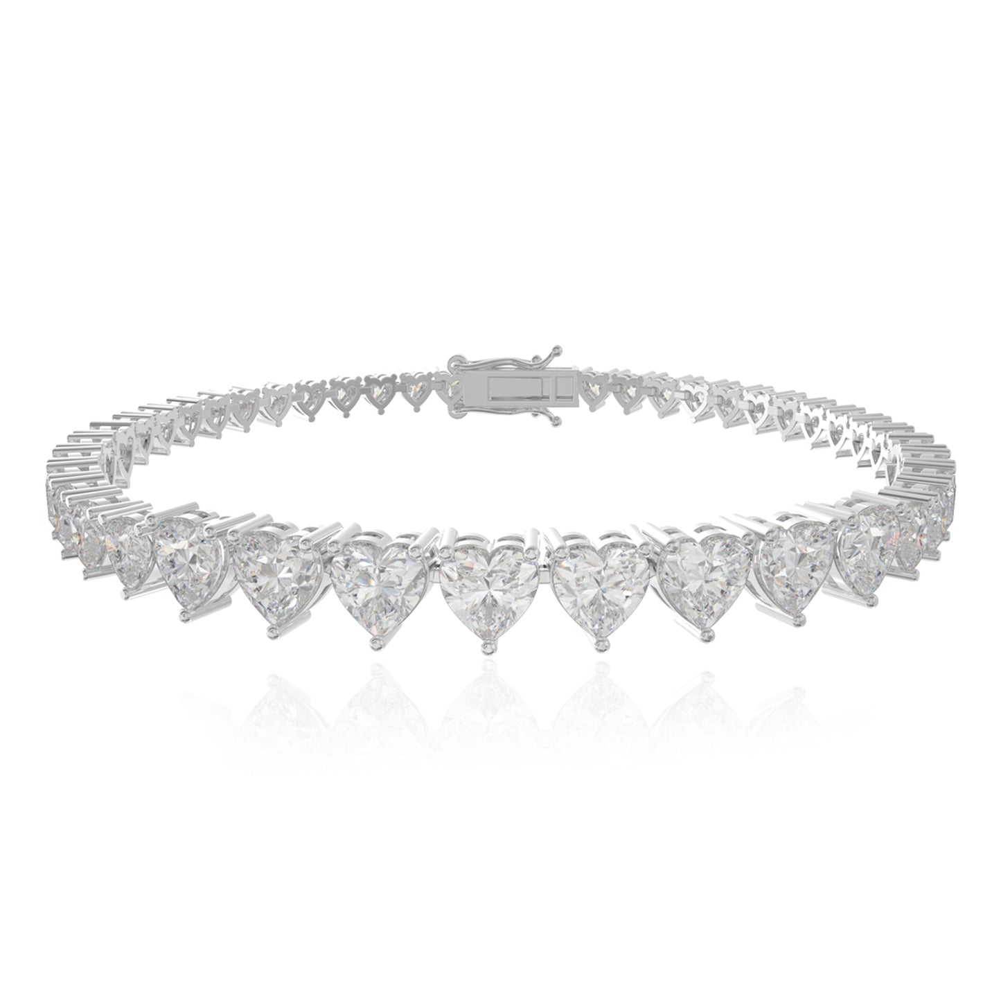 Crystal Hearts Bracelet in Silver