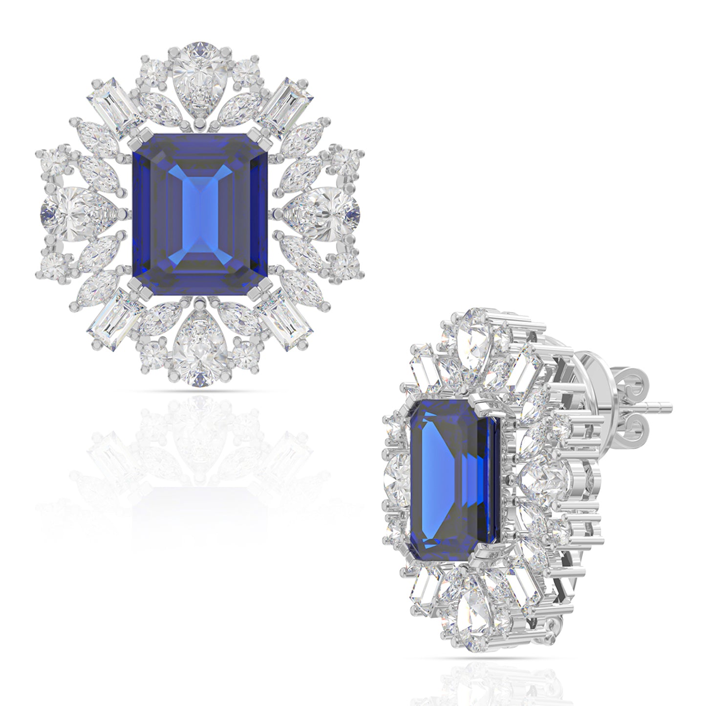 Bold Blue Silver Earring