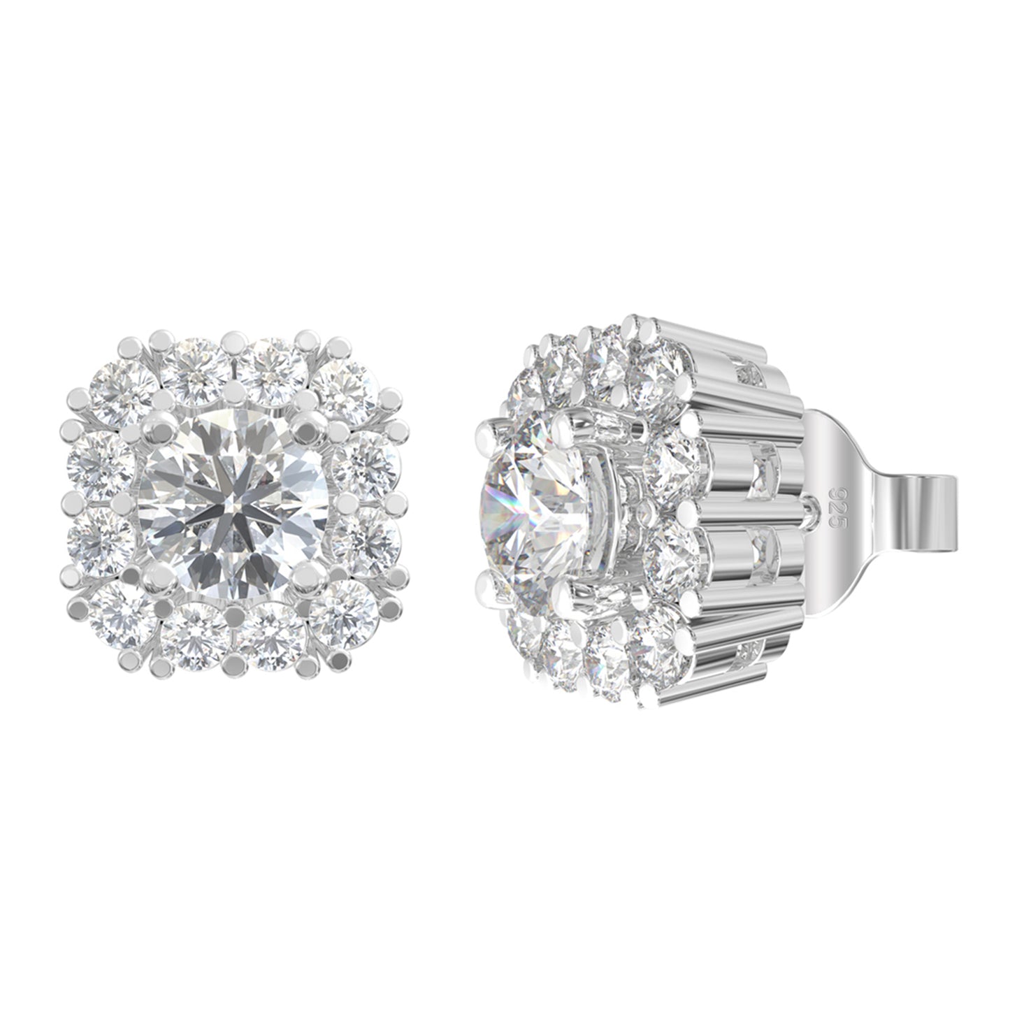 Silver Zircon White Sunshine Studs