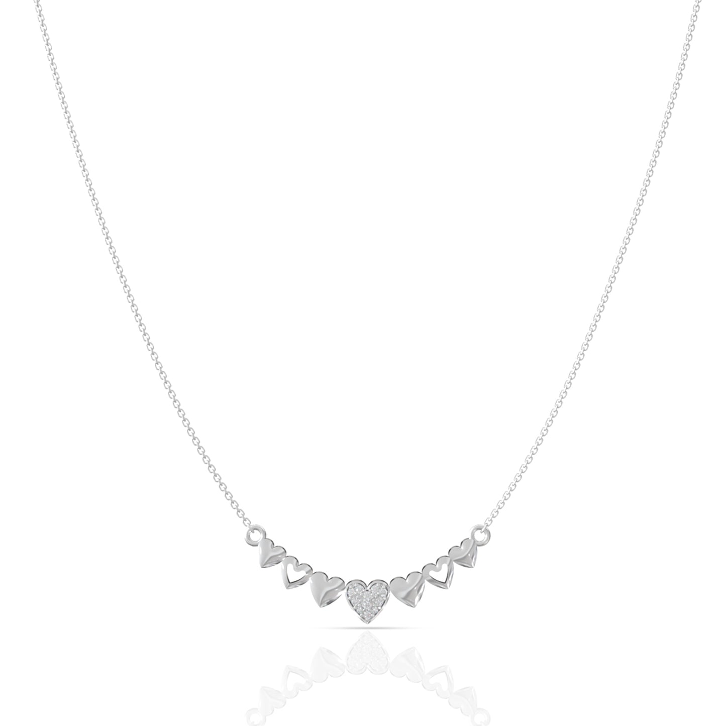 Heart Boutonniere Silver Pendant with Link Chain