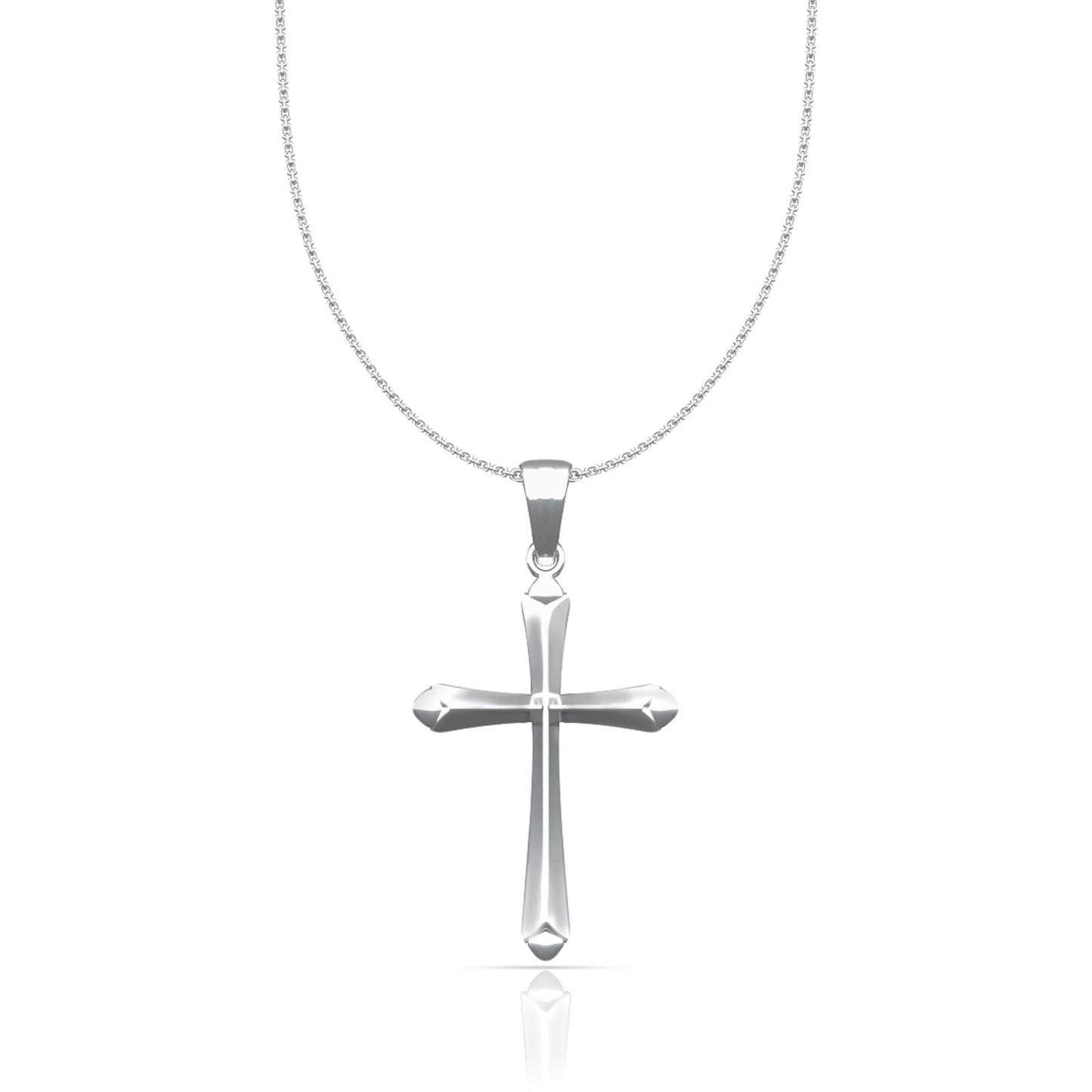 Silver Blessed Holy Cross Pendant with Link Chain