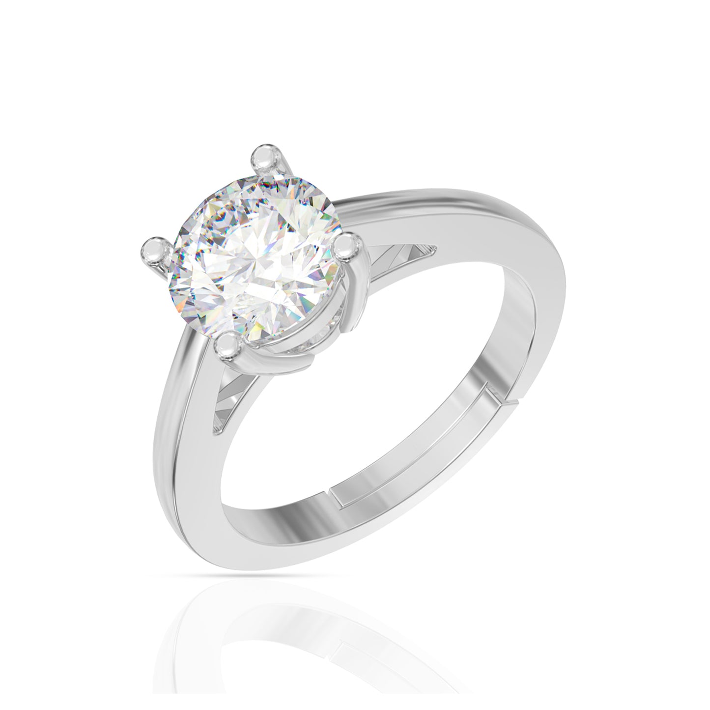 925 Sterling Silver White American Diamond Silver Zircon Vintage Ring