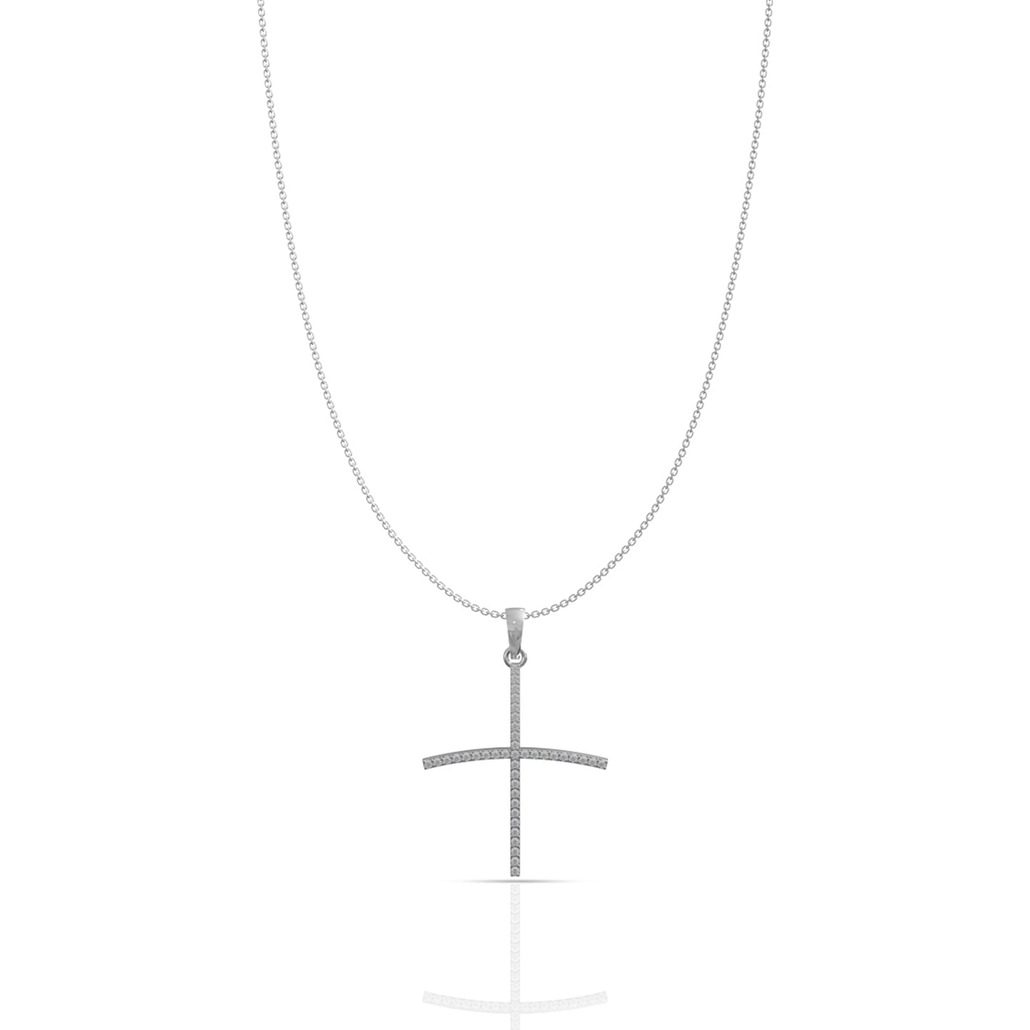 Holy Cross Diamond Pendant In Silver