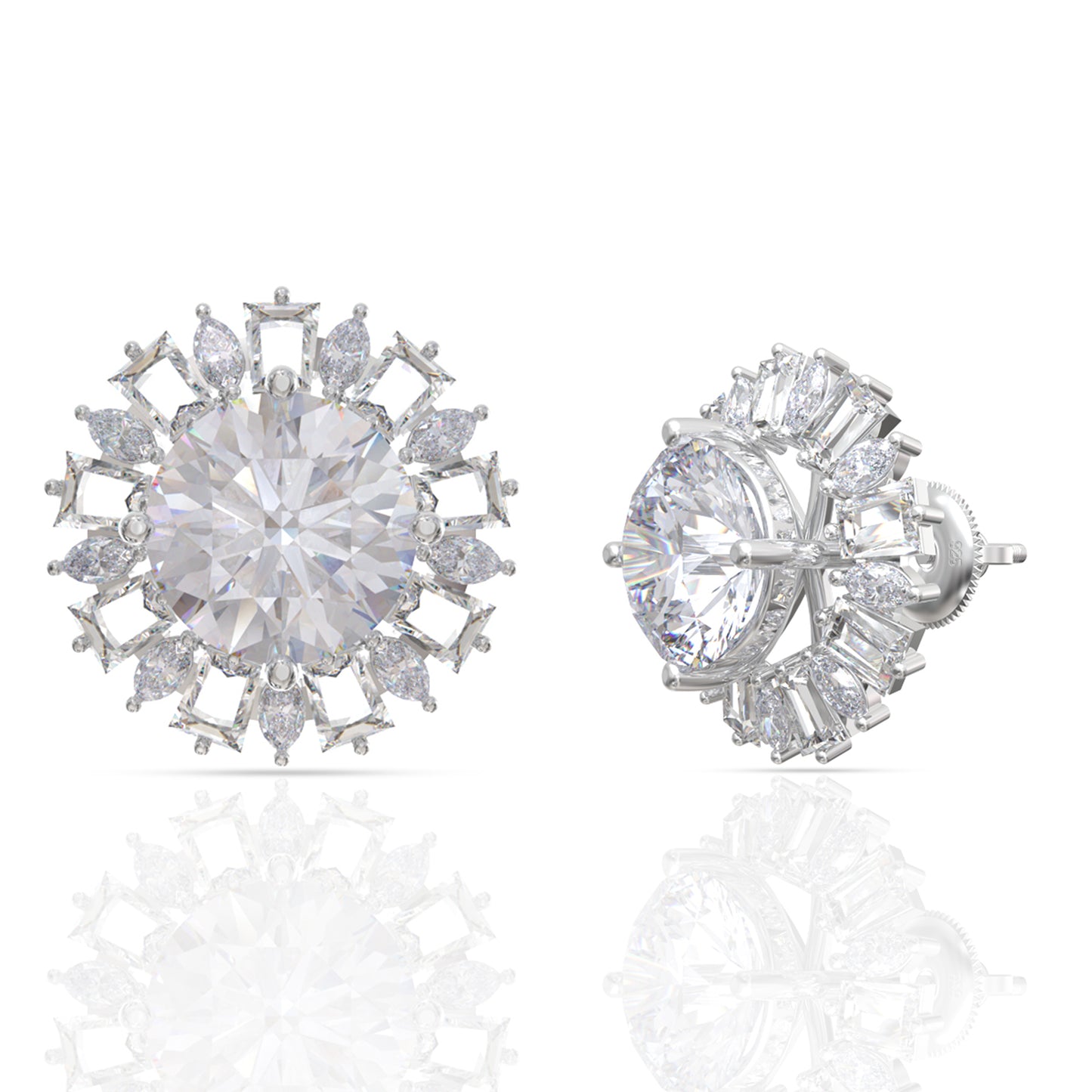 Charming Floral Silver Stud Earrings