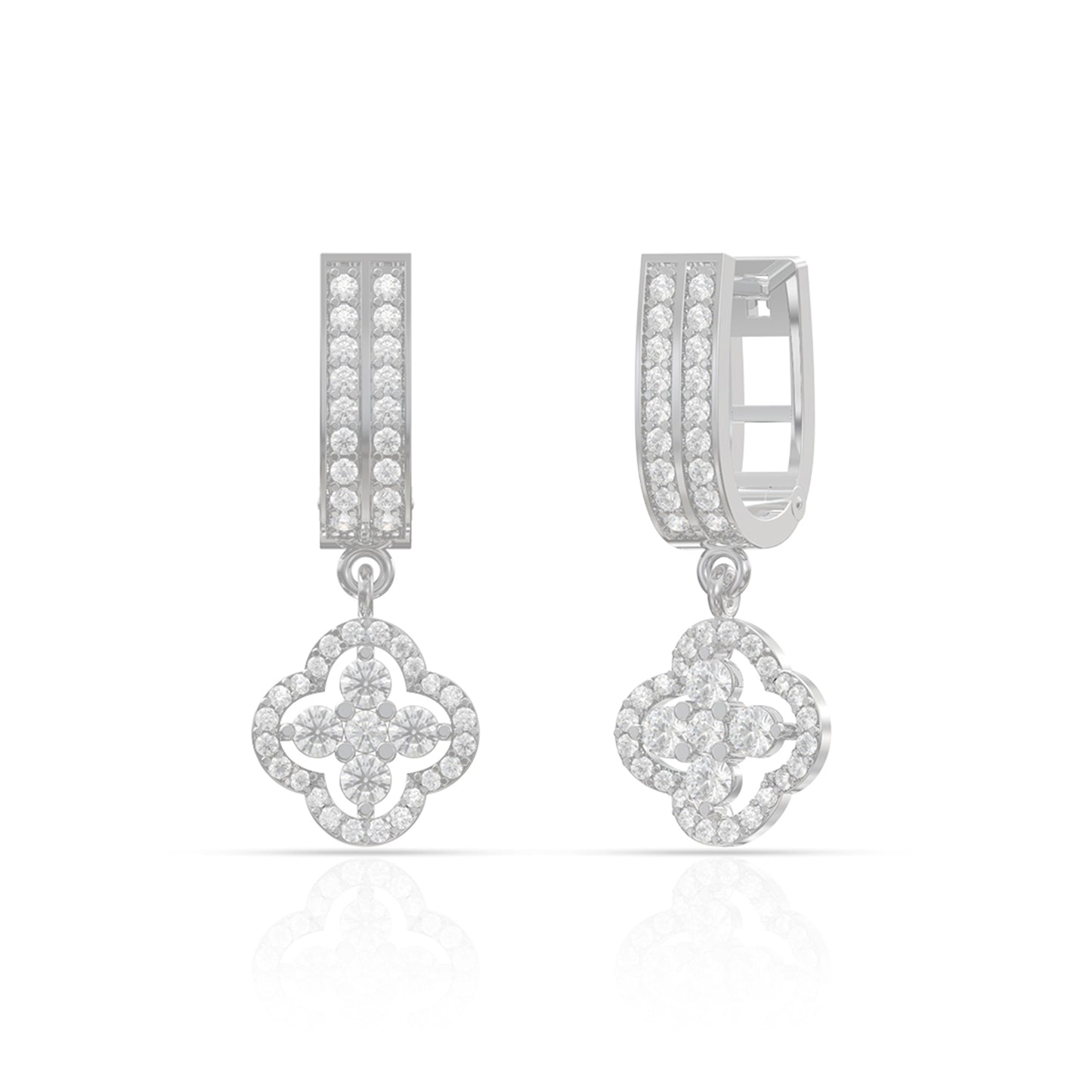 925 Sterling Silver White American Diamond Sterling Silver Hoop Earrings