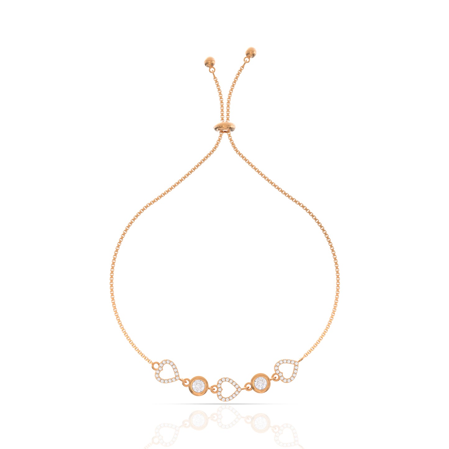 Rose Gold Heart Bracelet In Silver