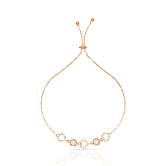 Rose Gold Heart Bracelet In Silver