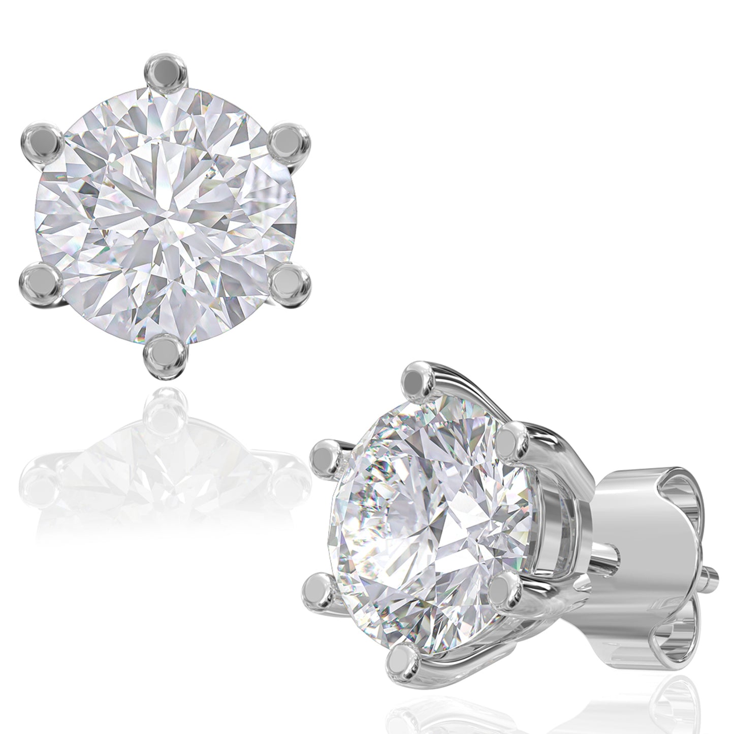 Brilliant Round-Cut Stud Earrings in Sterling Silver