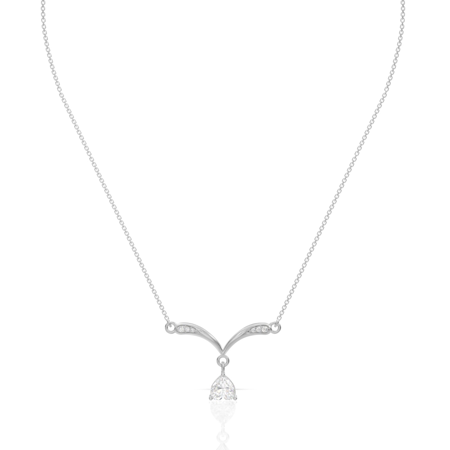 Silver Ornate Hearts Pendant with Link Chain