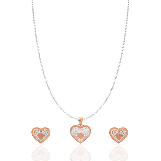 Sterling Silver Heart Pendant Set