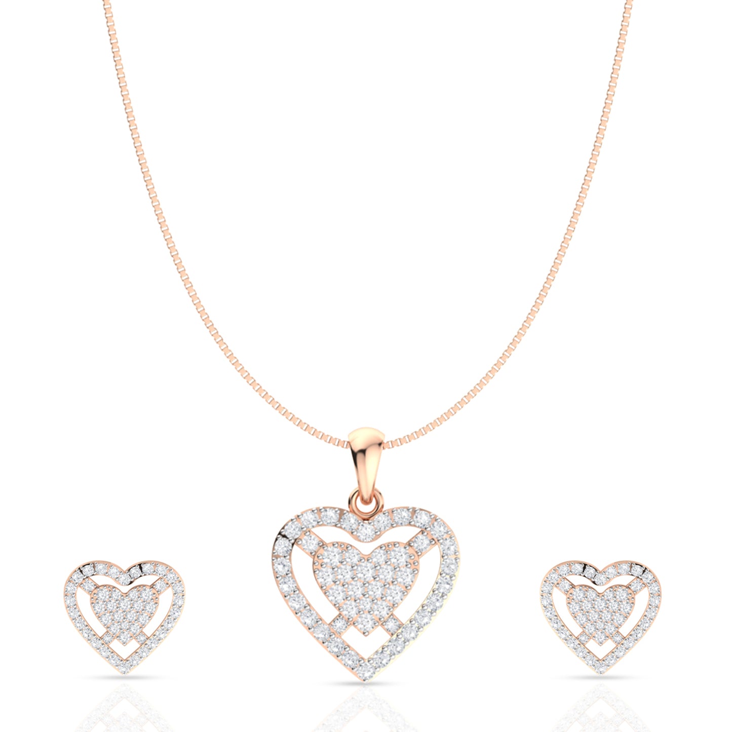 Silver Shiny Cupid Pendant Set