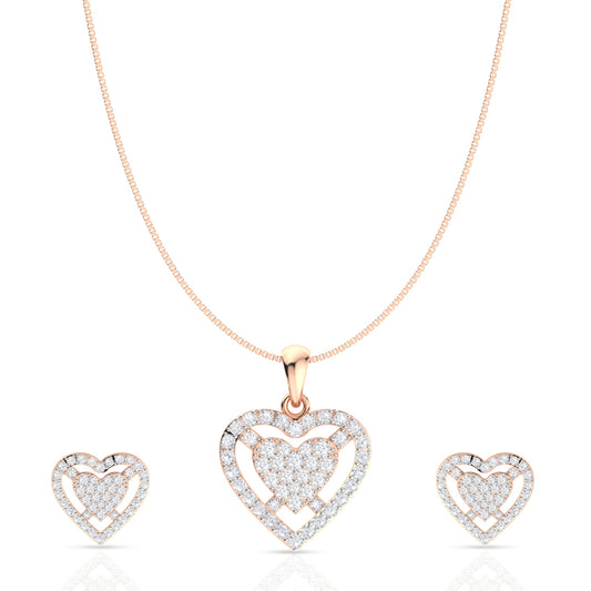 Silver Shiny Cupid Pendant Set