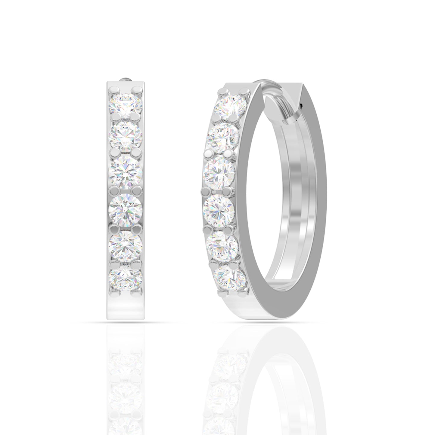 Silver Zircon Sparkling Hoop Earrings