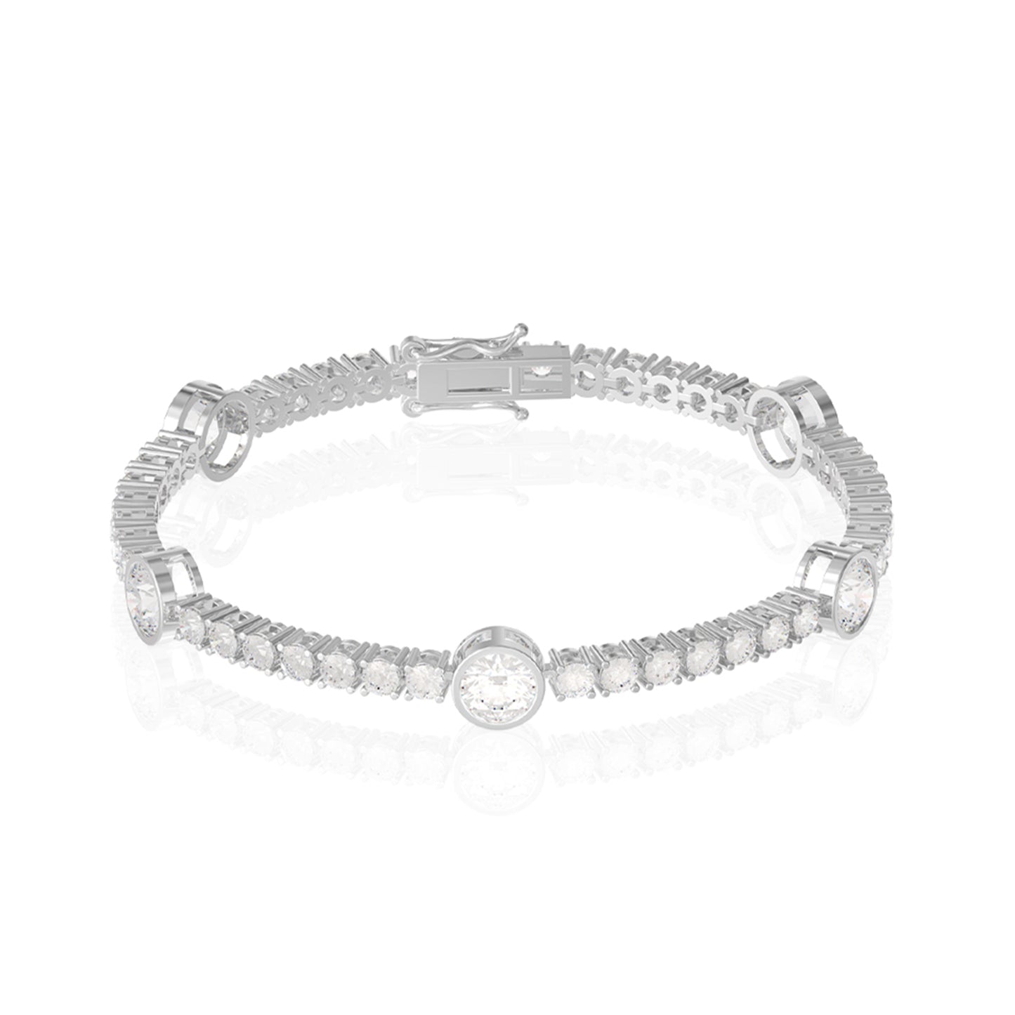 925 Sterling Silver Crystal Cubic Zirconia Timeless Solitaire Bracelet