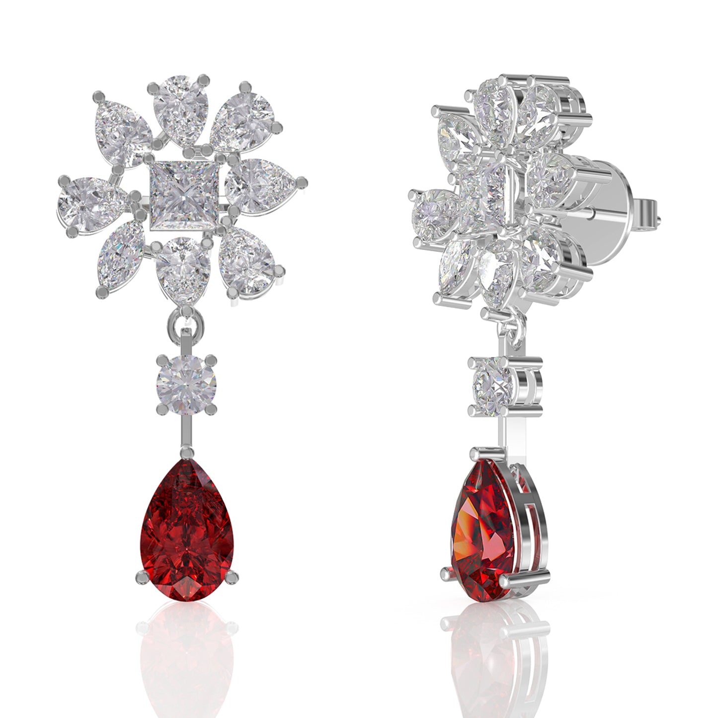 Passionate Bloom Red Floral Drop Earrings