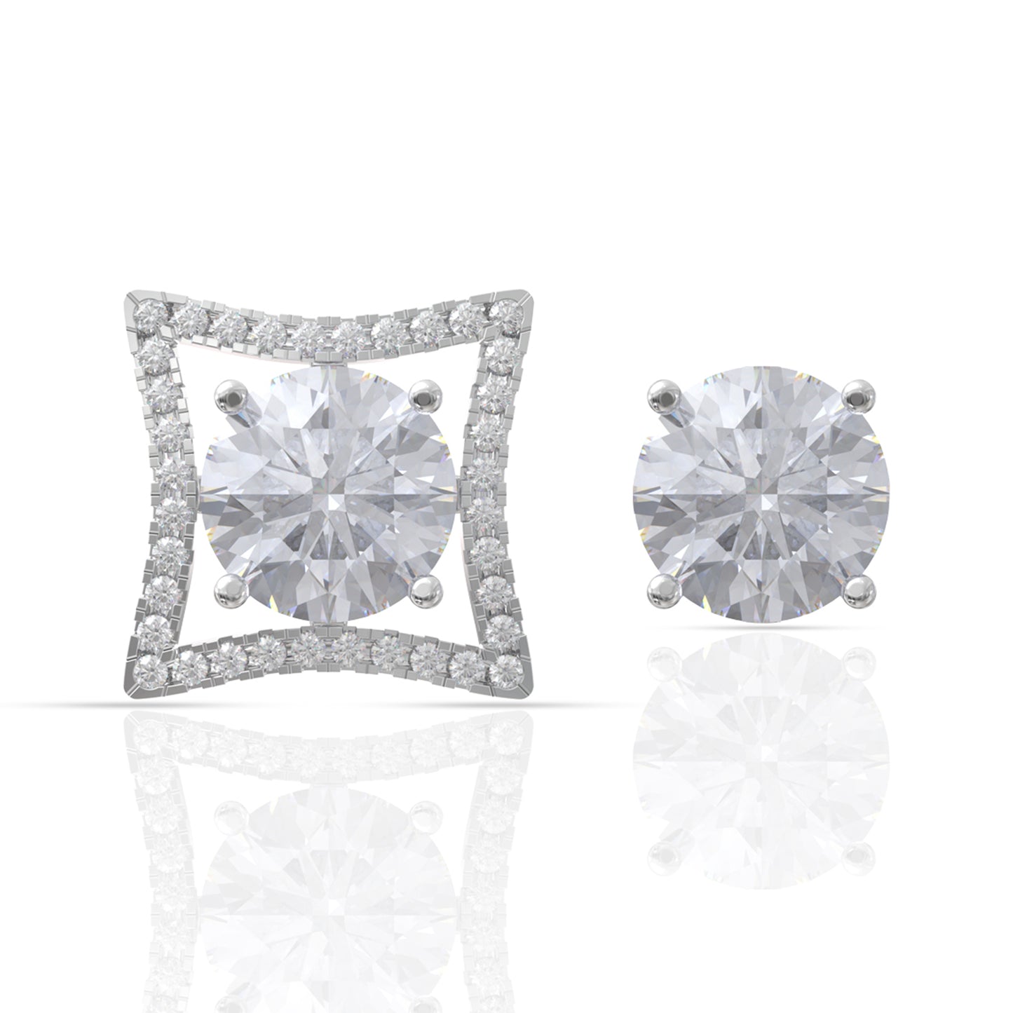 Solitaire Silver Star Earrings