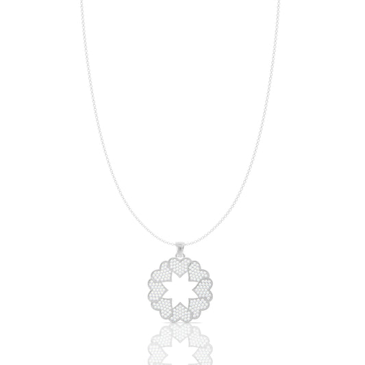 Silver Cupid Heart Diamond Pendant with Link Chain
