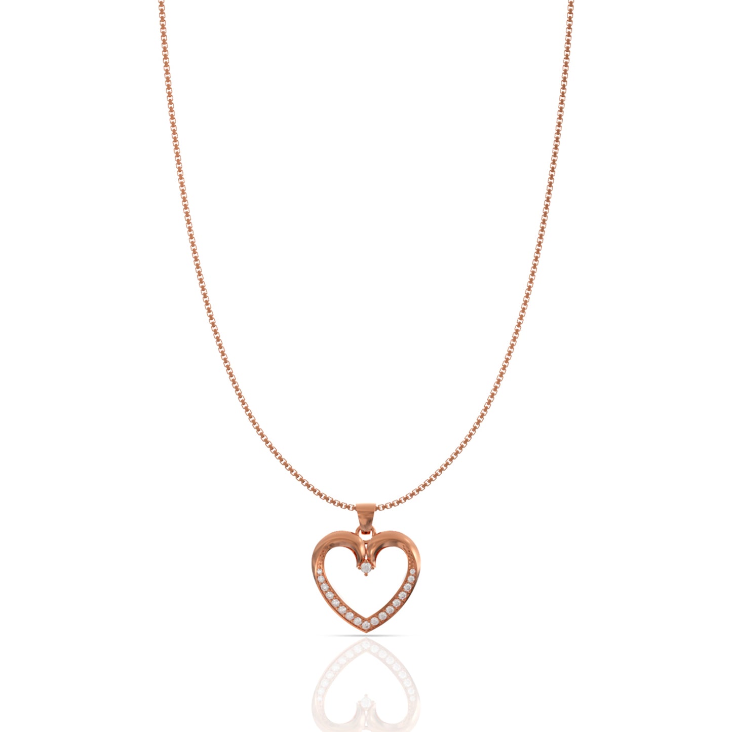 Sparkling Pink Heart Pendant Set In Silver