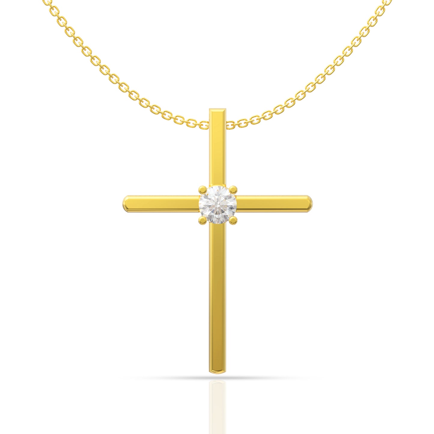 Timeless Faith Sterling Silver Holy Cross Yellow Gold Pendant