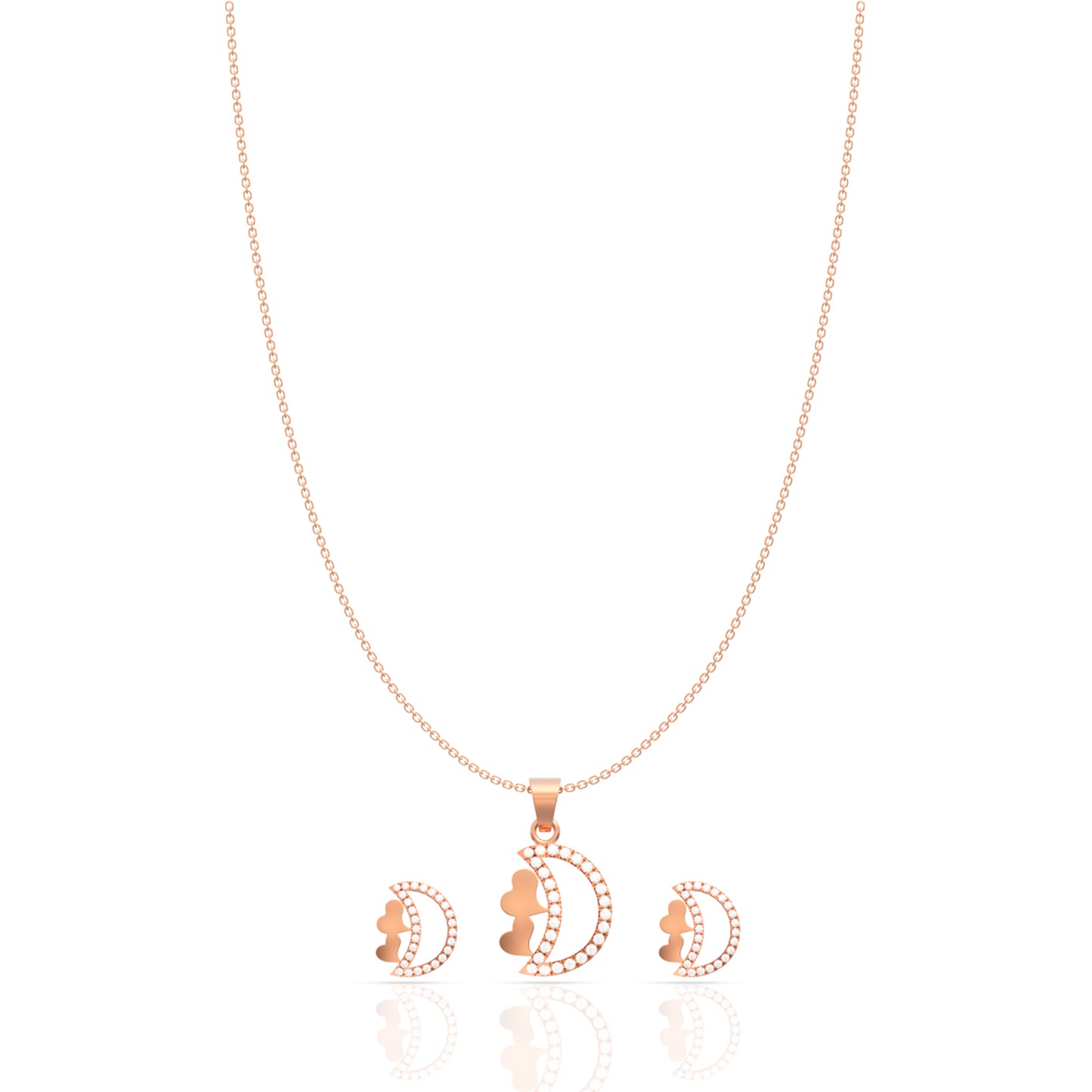 Elegant Silver Studded Moon Pendant