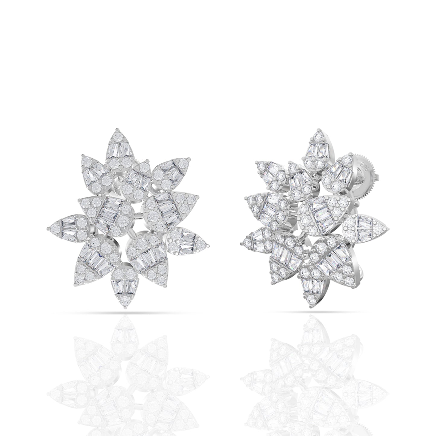 Sterling Silver Swirling Zircon Earrings