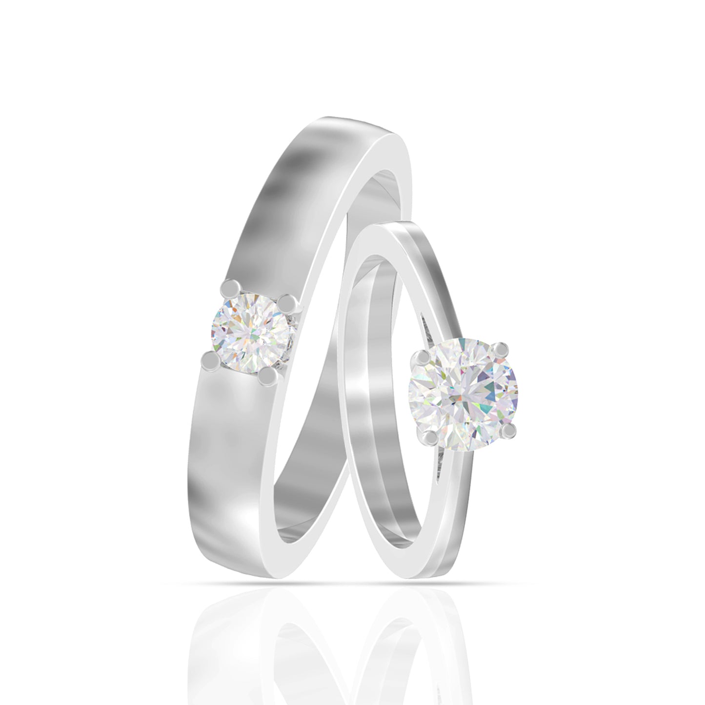 Classic Solitaire Couple Rings