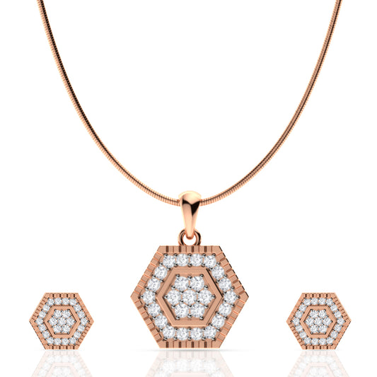 Silver Honeycomb Pendant Set