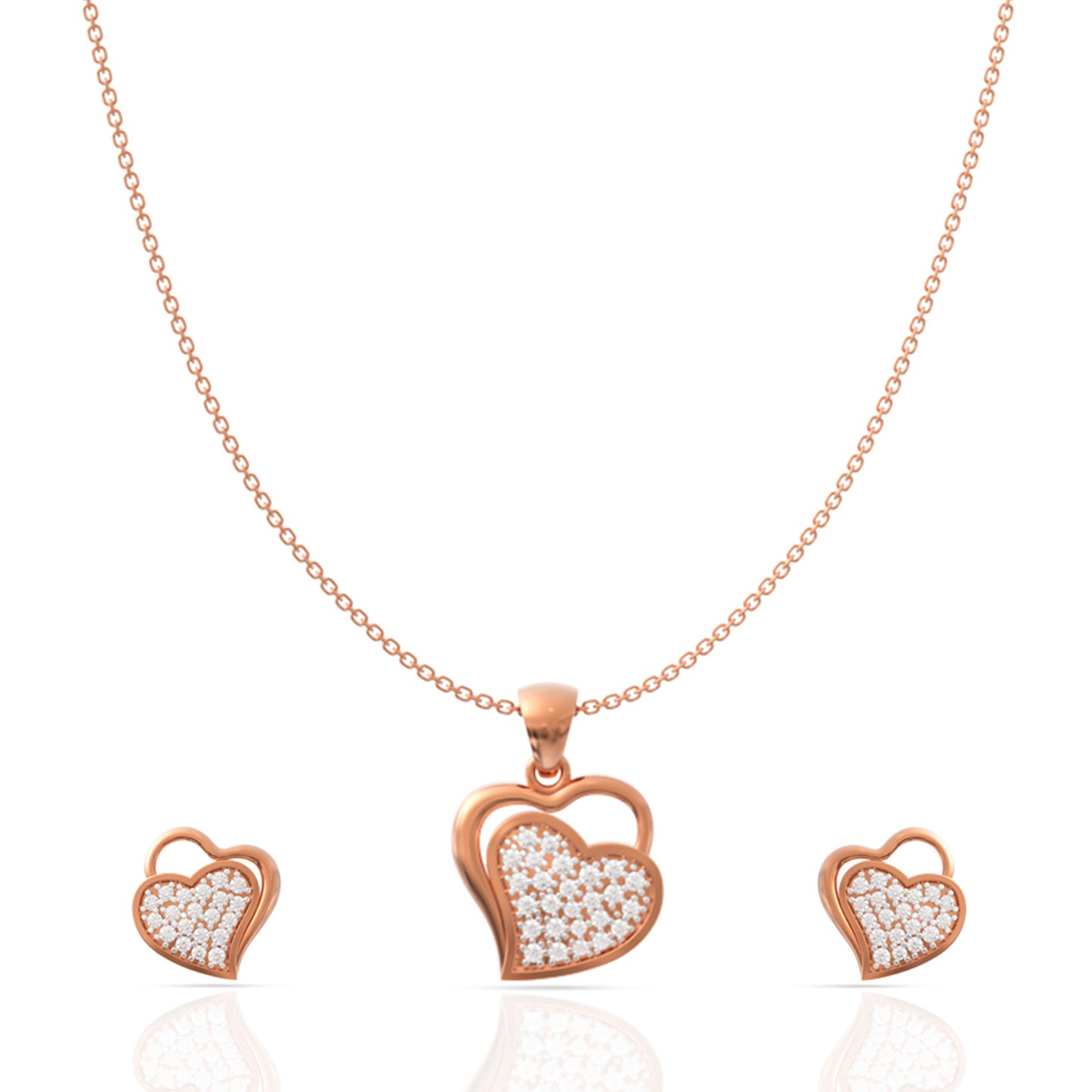 925 Sterling silver interlocked Heart Pendant Set