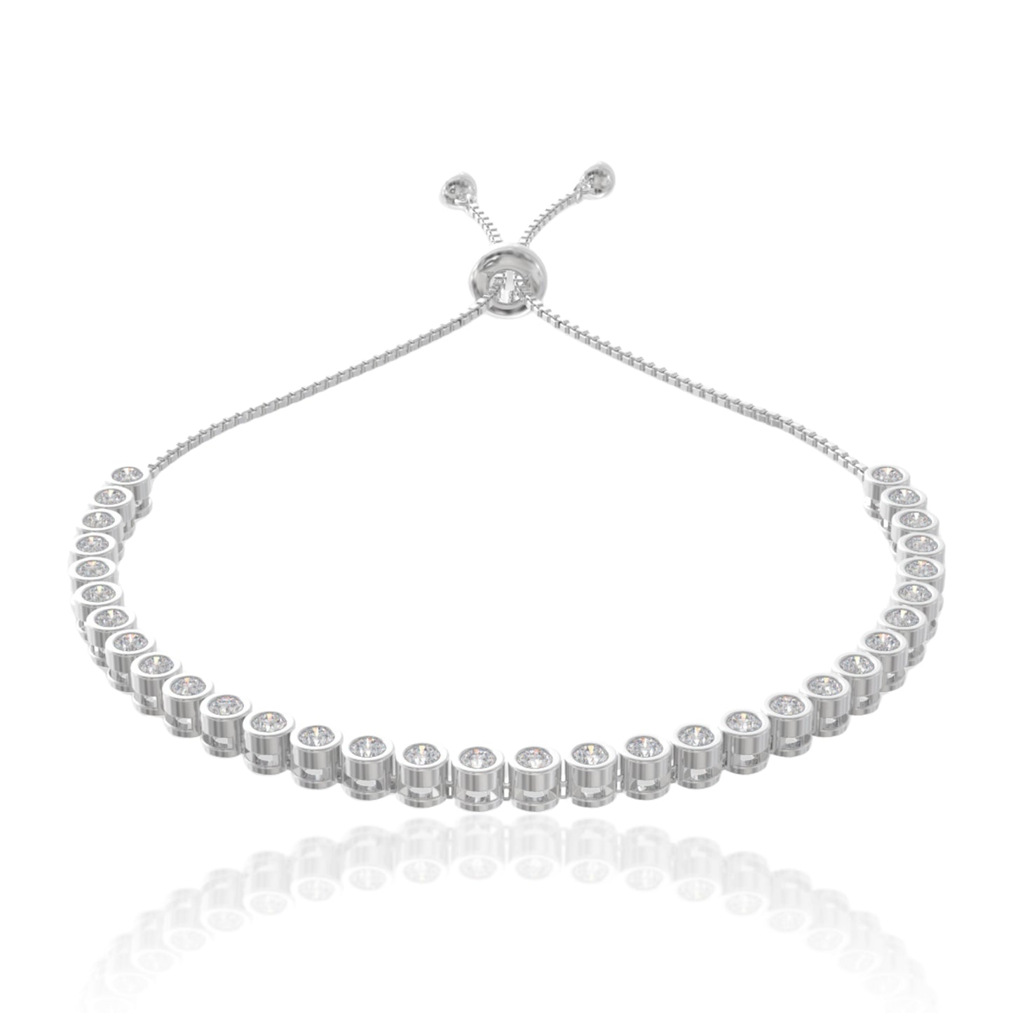 925 Sterling Polished Silver Lovely Bling Tennis Bracelet