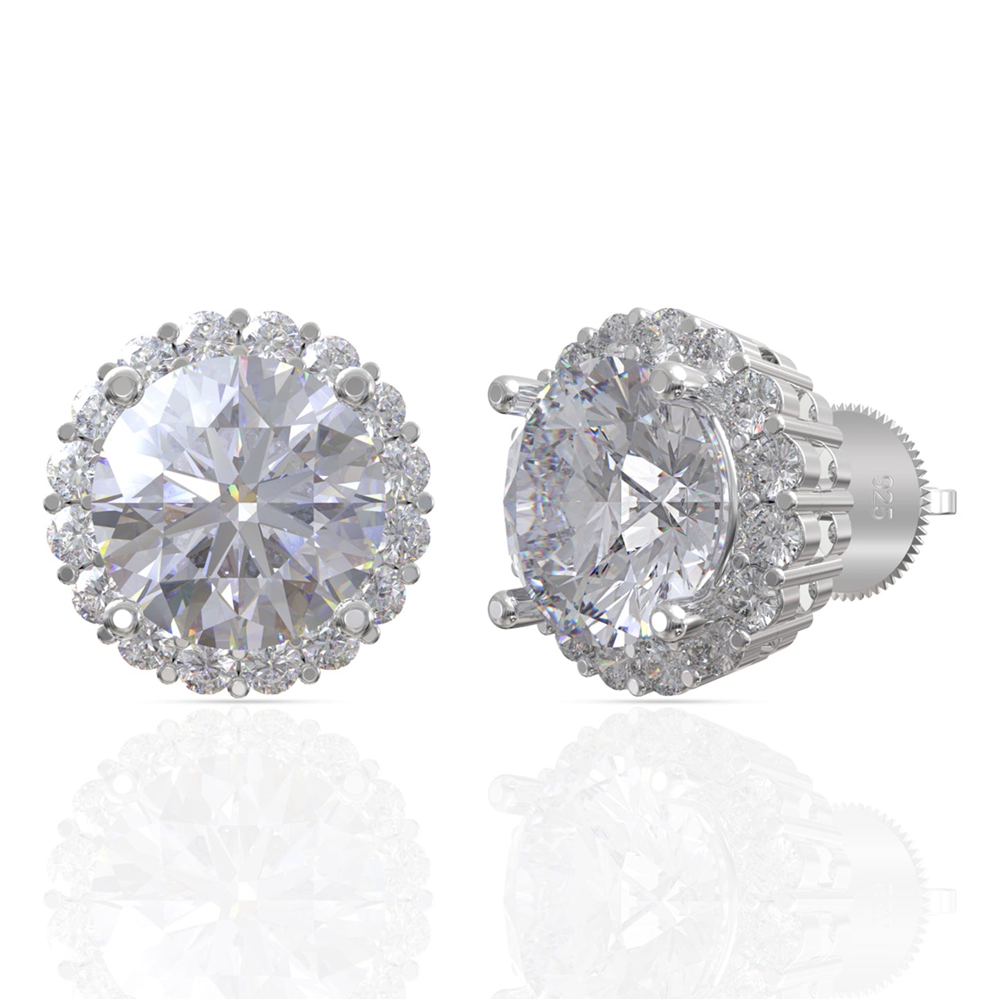Silver Shimmering Love Stud Earrings