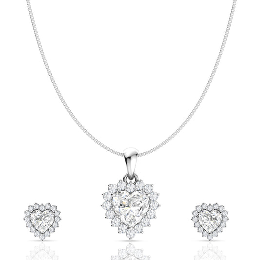 Silver Charming Heart Pendant Set