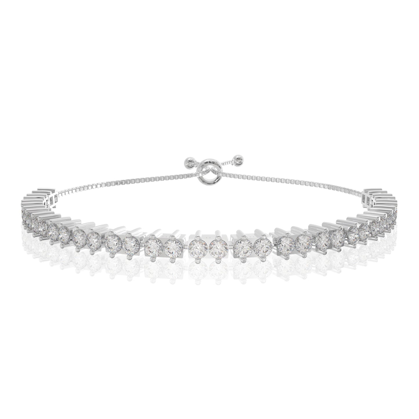 925 Sterling Silver Crystal Cubic Zirconia Lucky Charm Tennis Bracelet