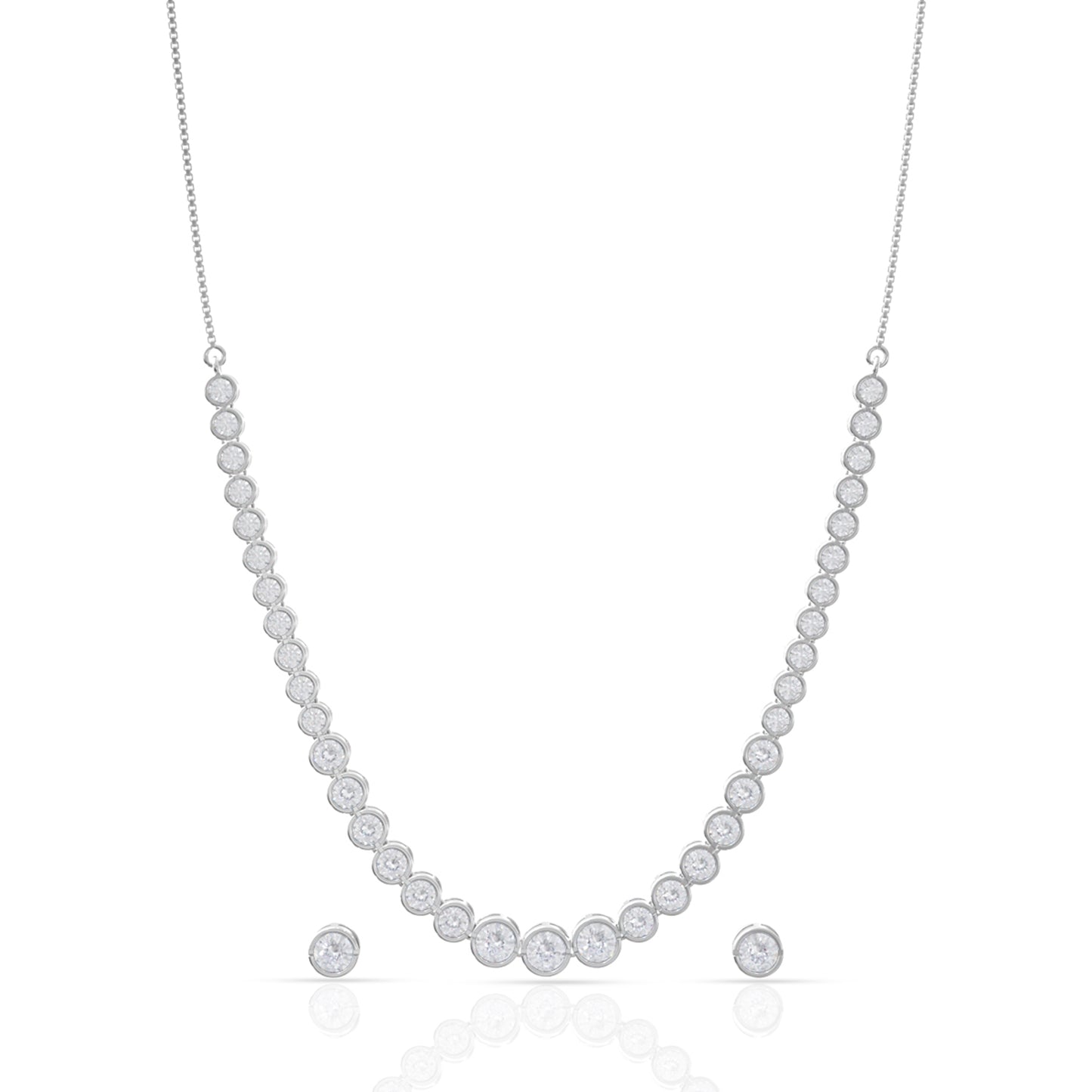 Majestic Solitaire Silver Necklace Set