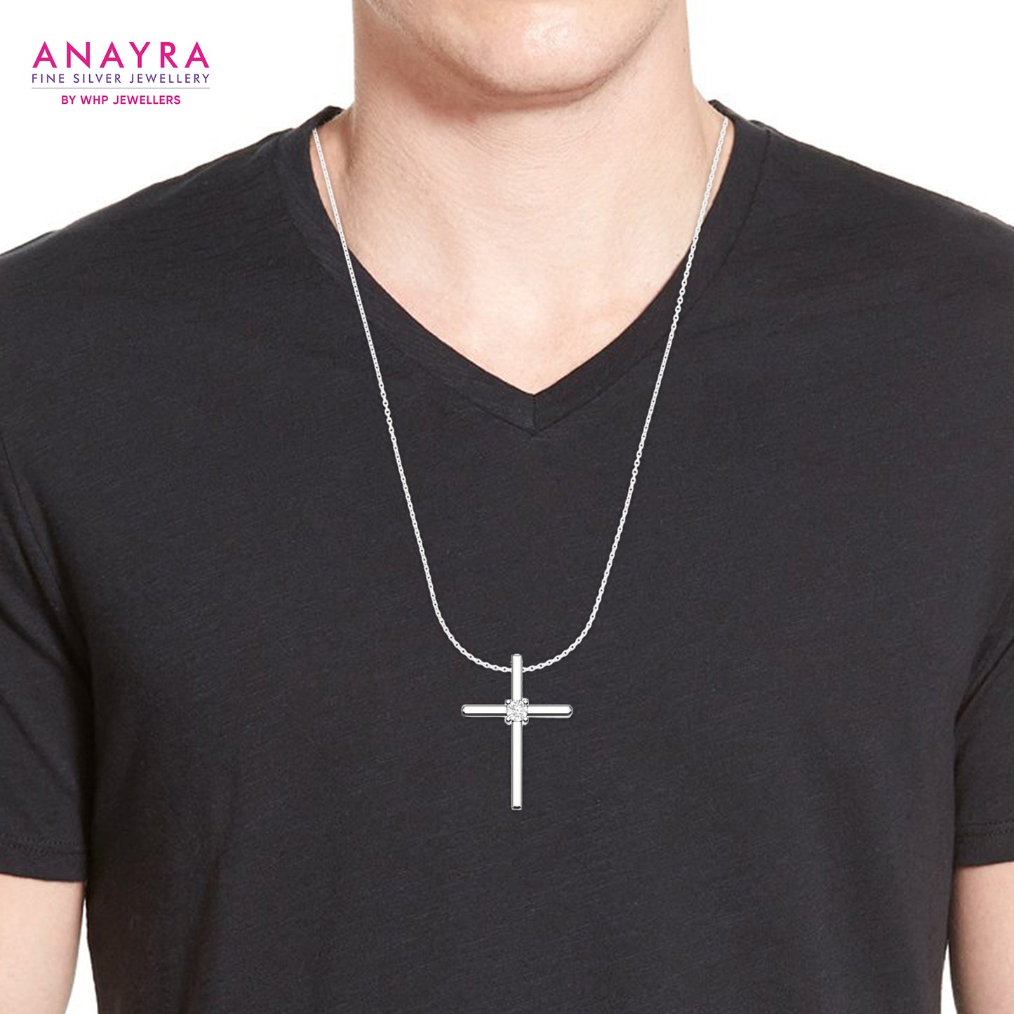 Men's Sleek Silver Cross Locket