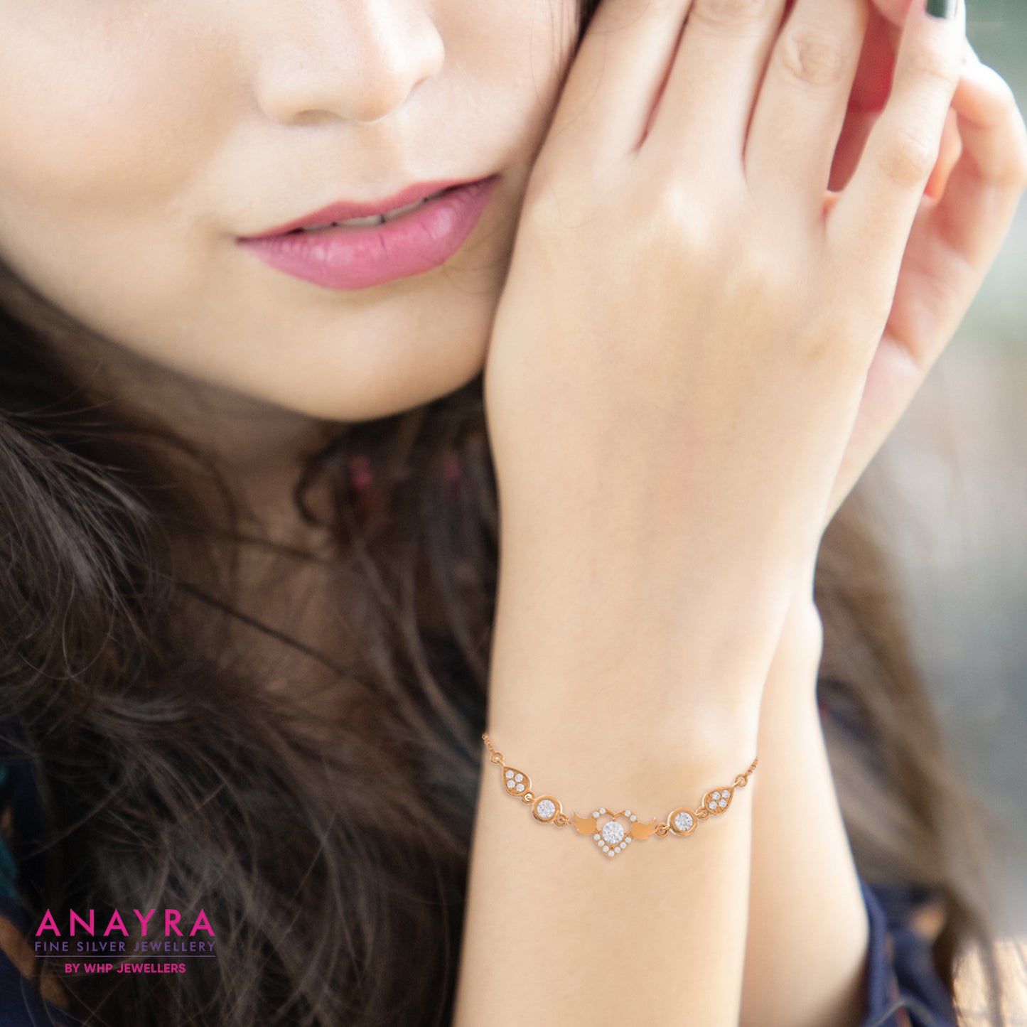 Rose Gold Diamond Bracelet in Sterling Silver