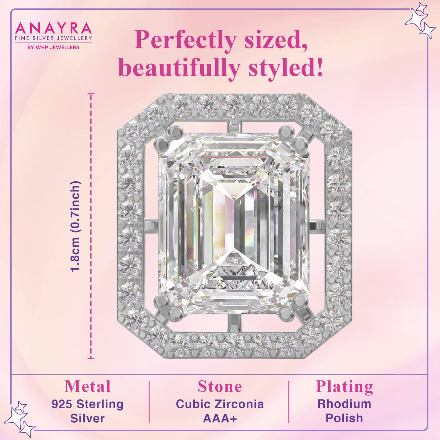 Classic Emerald Cut Silver Studs