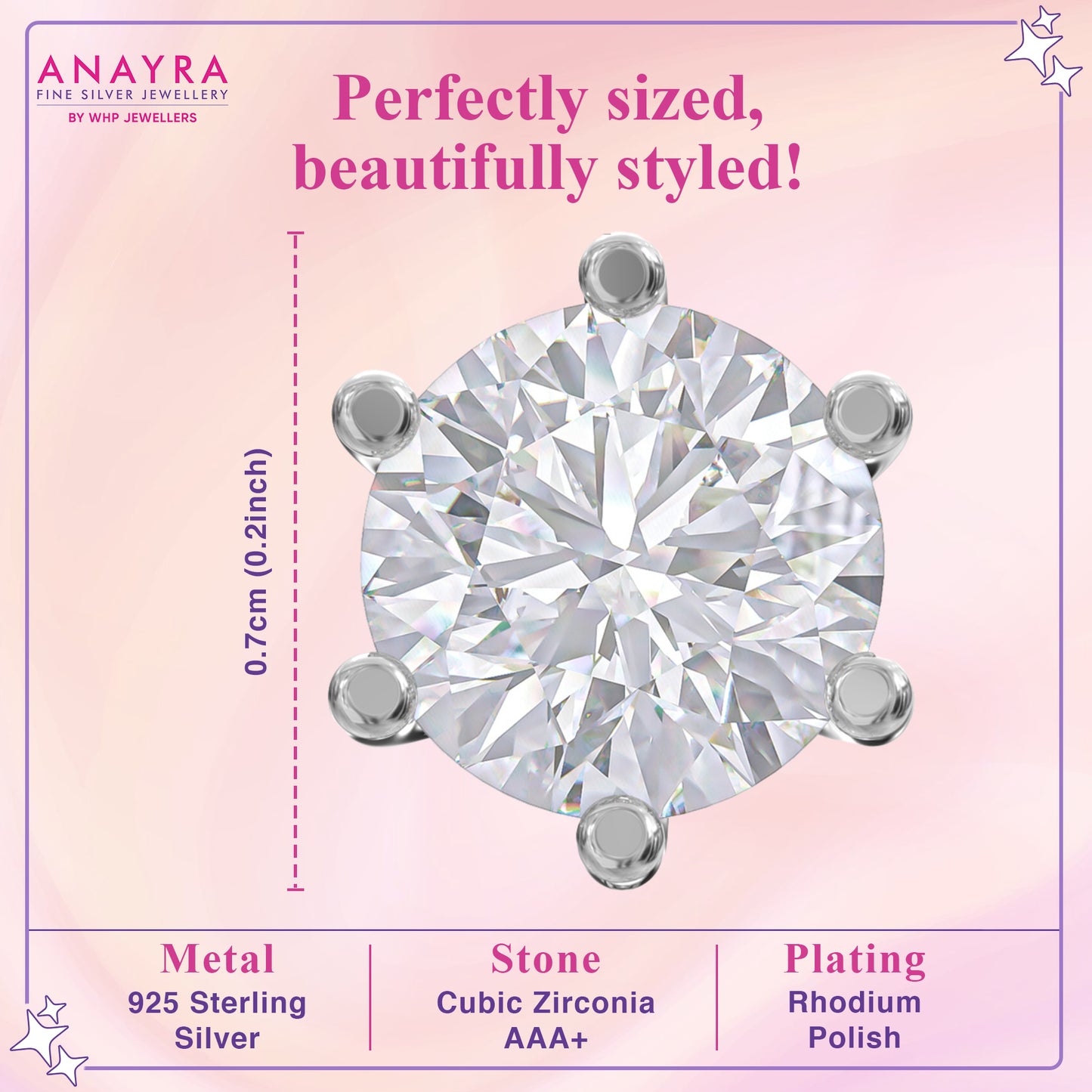 Brilliant Round-Cut Stud Earrings in Sterling Silver