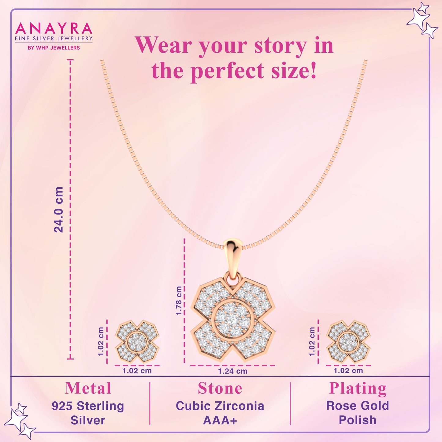 Floral Diamond Pendant Set In Silver