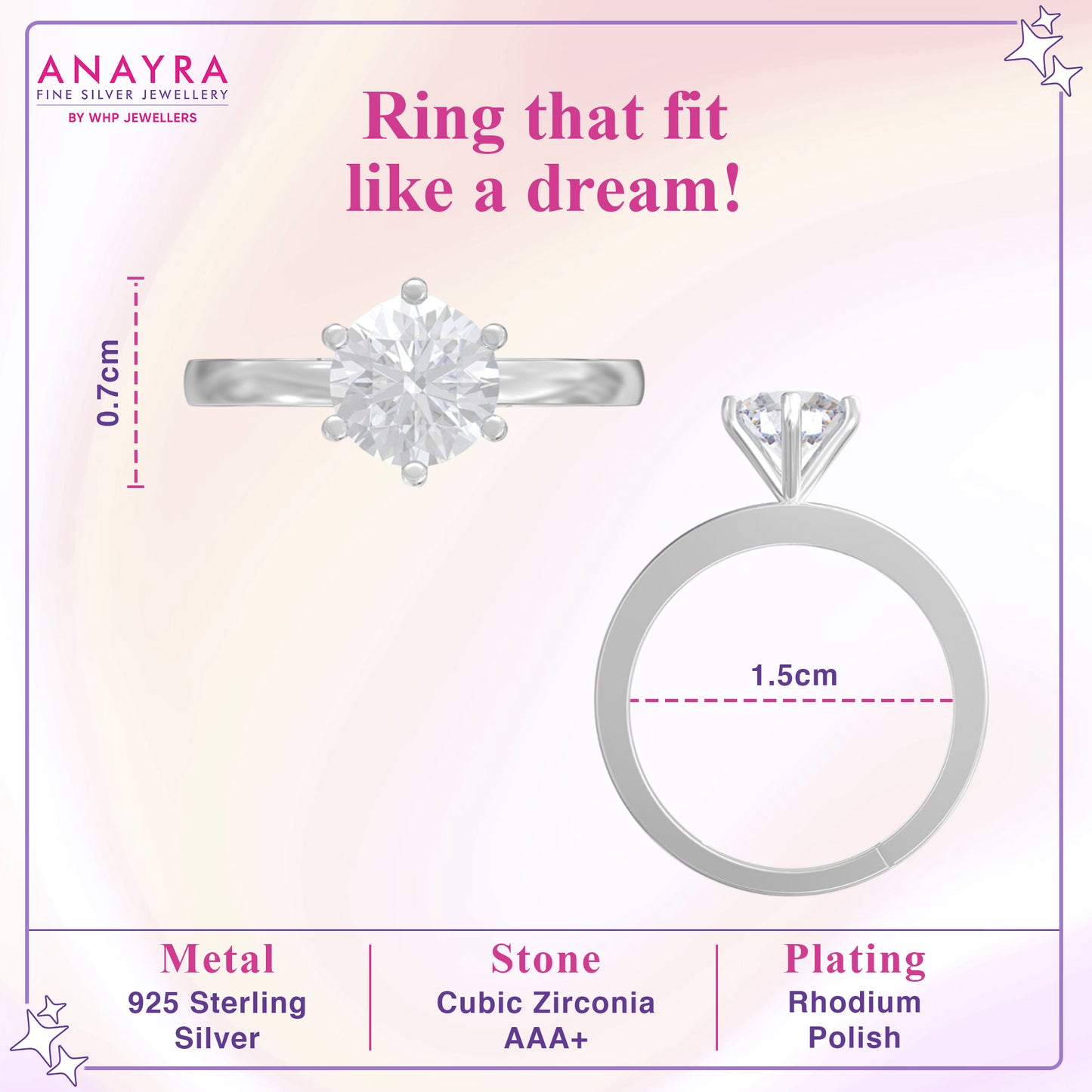 Silver Bezel Diamond Ring